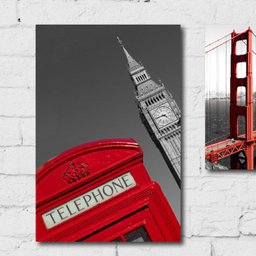 Placa Decorativa MDF Cidades Detalhe Vermelho Kit 4un 30x40 - 2