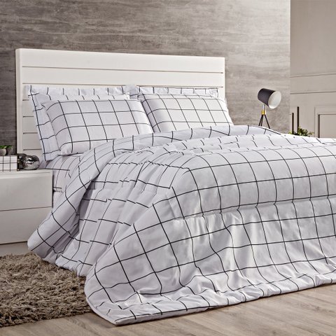 kit Edredon atual completo 06 peças micropercal 180 fios lençol moderno fronhas