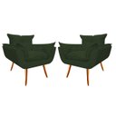 Ver imagem 1 de Kit 2 Poltronas Decorativa Opala Suede Verde Pés Madeira Mz Decor