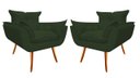 Ver imagem 1 de Kit 2 Poltronas Decorativa Opala Suede Verde Pés Madeira Mz Decor