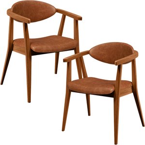 Kit 02 Poltronas Decorativas Para Sala de Estar Cecília B04 Couríssimo Camel - Lyam Decor