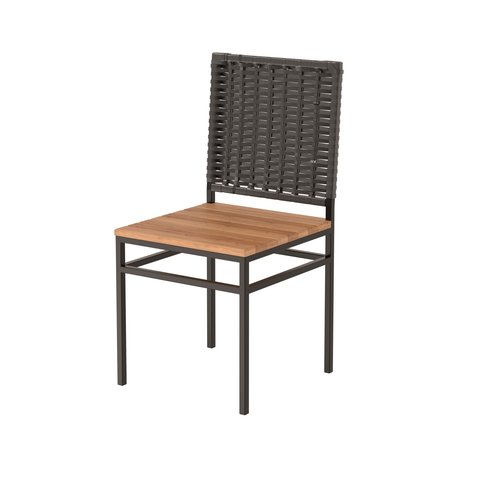 Cadeira Colômbia Aço Preto com Assento em Madeira de Demolição e Encosto em Junco