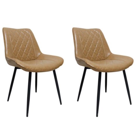 Kit com 2 Cadeiras Haifa Assento em Mdf e Base em Aço Fratini Caramelo