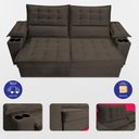 Ver imagem 5 de Sofá Retrátil e Reclinável 2,10m Verona com Porta Copos Velupluma Café Cama Inbox