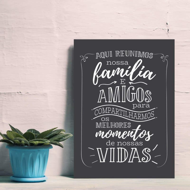 Placa Decorativa MDF Frase Família Reunida