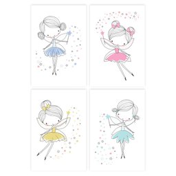 Placas Decorativas para Quarto de Menina Fadas 20x30 Kit 4un - 1