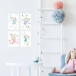 Placas Decorativas Menina e Flores MDF 30x40cm Kit 4un - 2