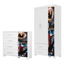 Ver imagem 1 de Guarda Roupa Infantil 3 Portas 2 Gavetas e Comoda 4 Gavetas 1 Porta Mdf Livia Aranha Decmade