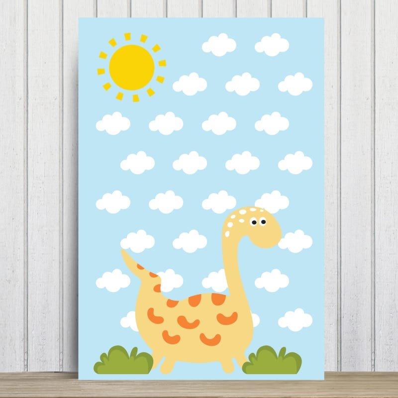 Placa Decorativa Infantil Dinossauro Baby 2 Amarelo 30x40cm - 1