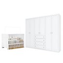 Ver imagem 1 de Berço Americano Katatau Branco Acetinado – Reller e Guarda Roupa Casal Americano 6 Portas Branco HP 