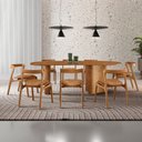 Ver imagem 1 de Mesa de Jantar Soláris 220cm Madeira Tampo Laminado Orgânico Star Caramelo/imbuia Nat.