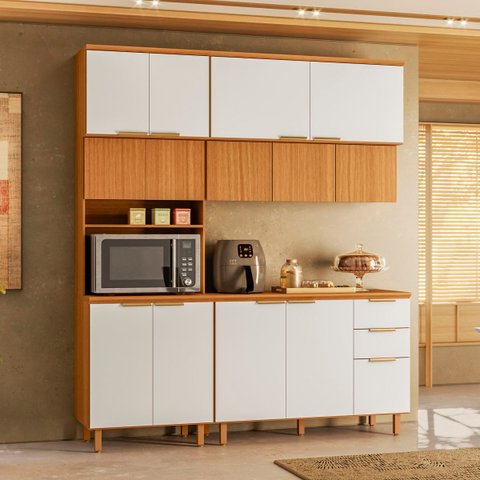 Cozinha Compacta com Torre Quente 190cm com Tampo 4 Peças Bari Poliman Móveis