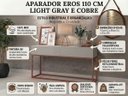 Ver imagem 2 de Aparador Buffet Off White Estilo Industrial Eros 110cm 2 Gavetas com Base de Ferro Cobre