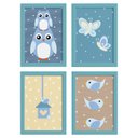 Ver imagem 1 de Quadros Coruja Baby Azul Moldura Azul 22x32 4un