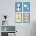 Ver imagem 2 de Quadros Coruja Baby Azul Moldura Azul 22x32 4un