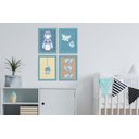 Ver imagem 3 de Quadros Coruja Baby Azul Moldura Azul 22x32 4un