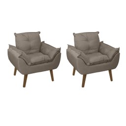 Kit 2 Poltronas Decorativas Opala Suede Capuccino Smf Decor - 1