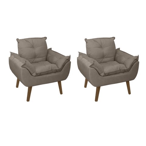 Kit 2 Poltronas Decorativas Opala Suede Capuccino Smf Decor