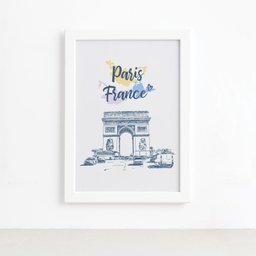 Quadro Paris Arco Triunfo França Moldura Branca 22x32 - 2