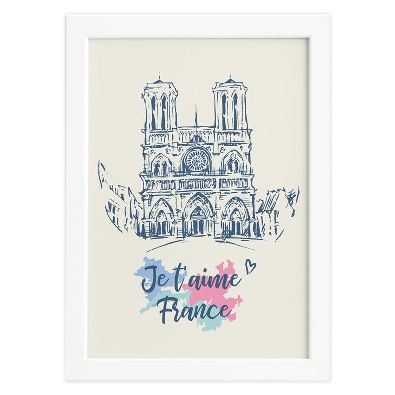 Quadro Paris Notre Dame Moldura Branca 22x32cm - 1