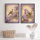 Ver imagem 2 de Kit 2 Quadros Decorativos Passarinhos Bougainville 24x18cm - com Vidro:madeira Preta