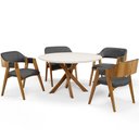 Ver imagem 6 de Cadeira para Sala de Jantar e Estar Living Estofada Suran L02 Linho Cinza Escuro - Lyam Lyam Decor