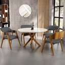 Ver imagem 2 de Cadeira para Sala de Jantar e Estar Living Estofada Suran L02 Linho Cinza Escuro - Lyam Lyam Decor