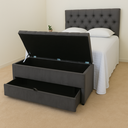 Ver imagem 3 de Kit Baú Casal Gaveta Modelo Sapateira e Cabeceira com Fixação no Box 140x117cm na Cor Cinza Escuro