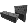 Kit Baú Casal Gaveta Modelo Sapateira e Cabeceira com Fixação no Box 140x117cm na Cor Cinza Escuro - 2