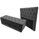 Ver imagem 2 de Kit Baú Casal Gaveta Modelo Sapateira e Cabeceira com Fixação no Box 140x117cm na Cor Cinza Escuro