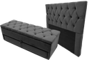 Ver imagem 2 de Kit Baú Casal Gaveta Modelo Sapateira e Cabeceira com Fixação no Box 140x117cm na Cor Cinza Escuro