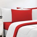 Ver imagem 3 de Kit Edredom + Jogo de Lençol Malha 100% Algodão Gran Moratta 6 Peças Queen - Branco-vermelho