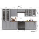 Ver imagem 3 de Cozinha Modulada 6 Peças Cristaleira 2 Balcão com Tampo e 3 Aéreos 100% MDF com Vidro e Rodapé Bari Cinza/Titânio Fosco