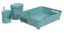 Ver imagem 1 de Kit Escorredor + Lixeira + Dispenser -Azul