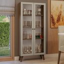 Ver imagem 1 de Cristaleira 70 Cm 2 Portas de Vidro com Pés Trapézio Rustic/crema/rustic Vik Madesa Rustic/crema