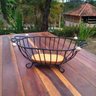 Fruteira de ferro e madeira oval rústica utilidade e decoração ideal para casas, restaurantes, hotei - 4