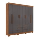 Ver imagem 3 de Guarda-Roupa com 8 Portas e 6 Gavetas Paranavaí Marrom/Jatobá/Grafite