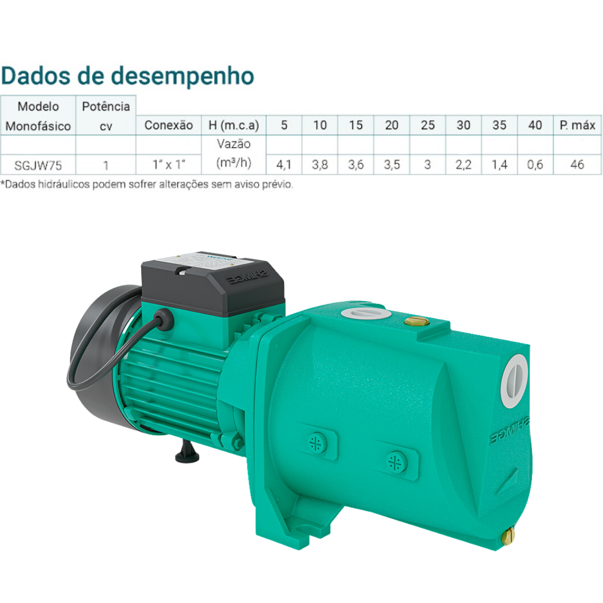 Bomba Autoaspirante Sgjw75 110v Motobomba 1cv - Claw - 5