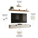 Ver imagem 3 de Rack TV 75 pol. Suspenso 180cm 2 Portas Lila Off/Cinamomo Z49 - Mpozenato