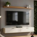 Ver imagem 1 de Rack TV 75 pol. Suspenso 180cm 2 Portas Lila Off/Cinamomo Z49 - Mpozenato