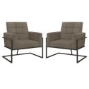 Ver imagem 1 de Kit 2 Poltronas Base de Ferro Tecido Suede para Sala de Espera Resistente Sala de Estar Confortável