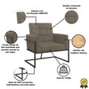 Ver imagem 2 de Kit 2 Poltronas Base de Ferro Tecido Suede para Sala de Espera Resistente Sala de Estar Confortável