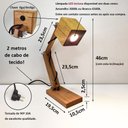 Ver imagem 2 de Luminária Abajur Madeira Mesa Articulável Retrô Vintage Sala