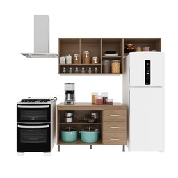 Cozinha Modulada Compacta Fidelitá Paris 3 Peças 190cm 7 Portas 3 Gavetas com Tampo - 2