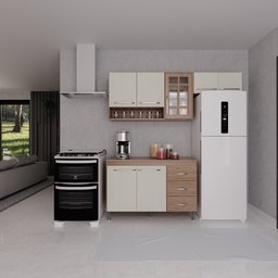 Cozinha Modulada Compacta Fidelitá Paris 3 Peças 190cm 7 Portas 3 Gavetas com Tampo - 1