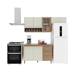 Cozinha Modulada Compacta Fidelitá Paris 3 Peças 190cm 7 Portas 3 Gavetas com Tampo - 4