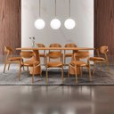 Ver imagem 1 de Sala de Jantar Mesa Noronha 220cm Tampo Laminado Canto Barril com 8 Cadeiras Solaris Gold