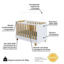 Ver imagem 4 de Quarto de Bebê com Cômoda 4 Gavetas e Berço 4 em 1 Minicama 100% MDF Mike Espresso Móveis Branco/Bri