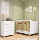 Ver imagem 1 de Quarto de Bebê com Cômoda 4 Gavetas e Berço 4 em 1 Minicama 100% MDF Mike Espresso Móveis Branco/Bri