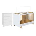 Ver imagem 2 de Quarto de Bebê com Cômoda 4 Gavetas e Berço 4 em 1 Minicama 100% MDF Mike Espresso Móveis Branco/Bri